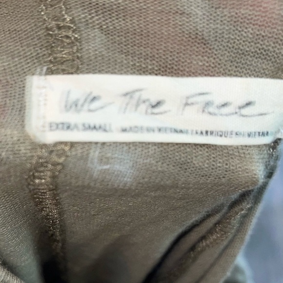 Free People New Star T-shirt Top XS Green Linen Blend Oversized Shirt - Picture 3 of 4